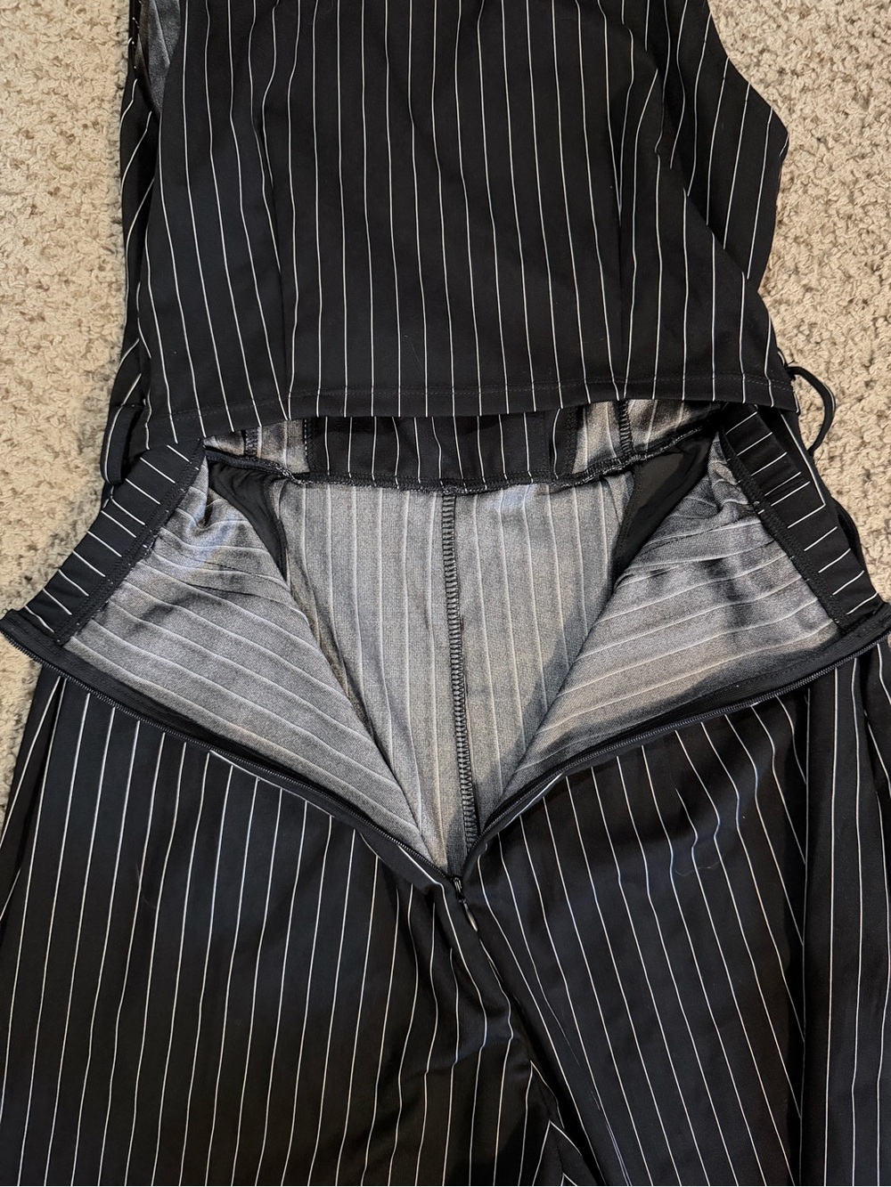 HALARA Black Pinstripe Sleeveless Wide-Leg Jumpsuit - Picture 4 of 6